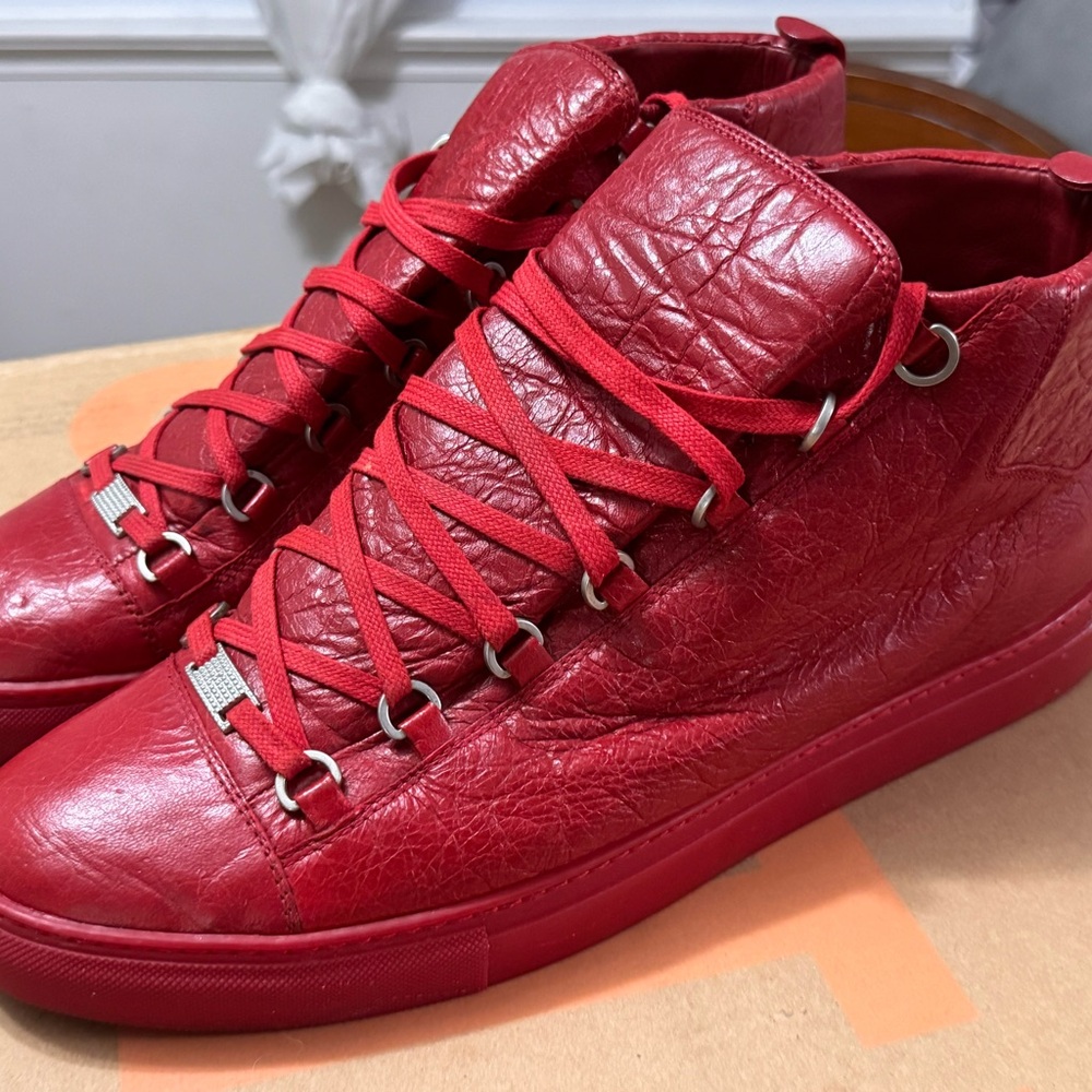 Balenciaga Red High-Top Sneakers - Picture 2 of 16